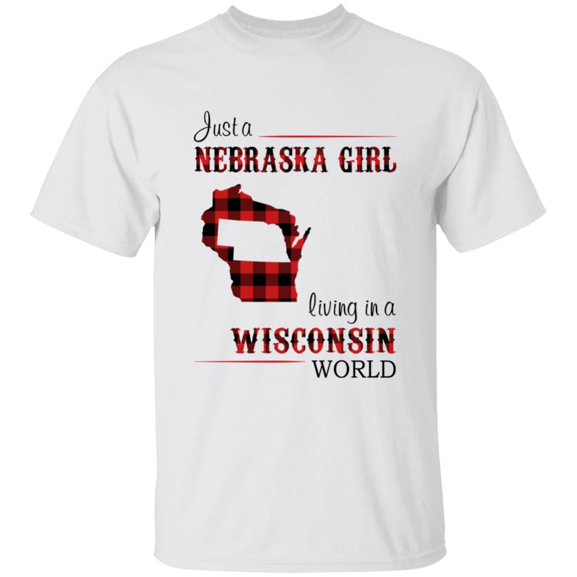 Just A Nebraska Girl Living In A Wisconsin World T-shirt - T-shirt Born Live Plaid Red Teezalo