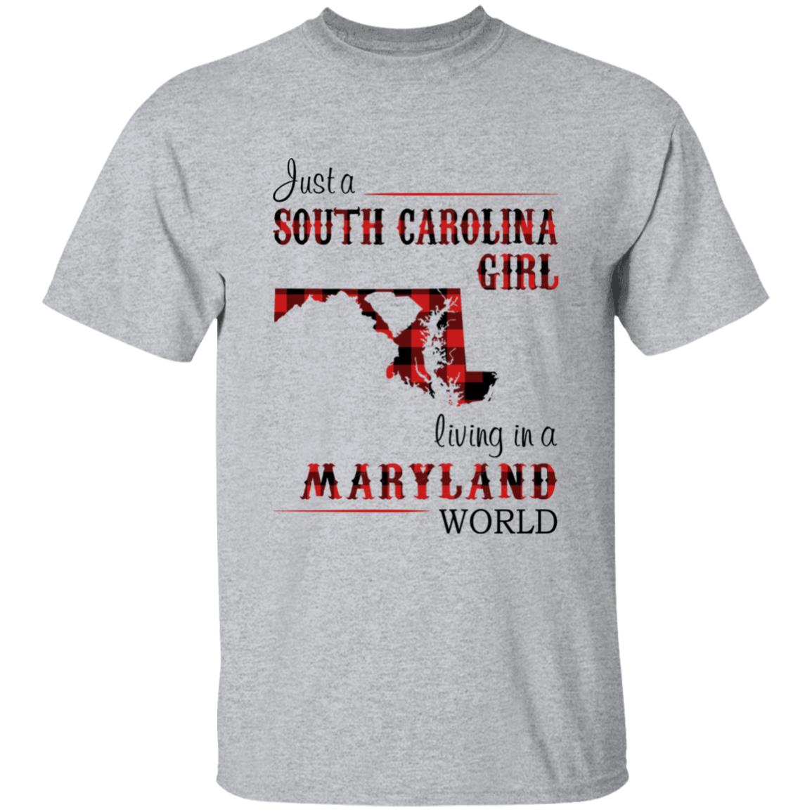 Just A South Carolina Girl Living In A Maryland World T-shirt - T-shirt Born Live Plaid Red Teezalo