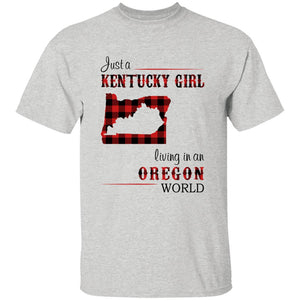 Just A Kentucky Girl Living In An Oregon World T-shirt - T-shirt Born Live Plaid Red Teezalo
