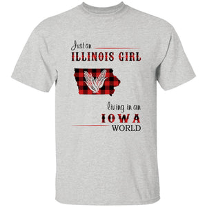 Just An Illinois Girl Living In An Iowa World T-shirt - T-shirt Born Live Plaid Red Teezalo