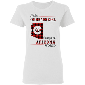 Just A Colorado Girl Living In An Arizona World T-shirt - T-shirt Born Live Plaid Red Teezalo