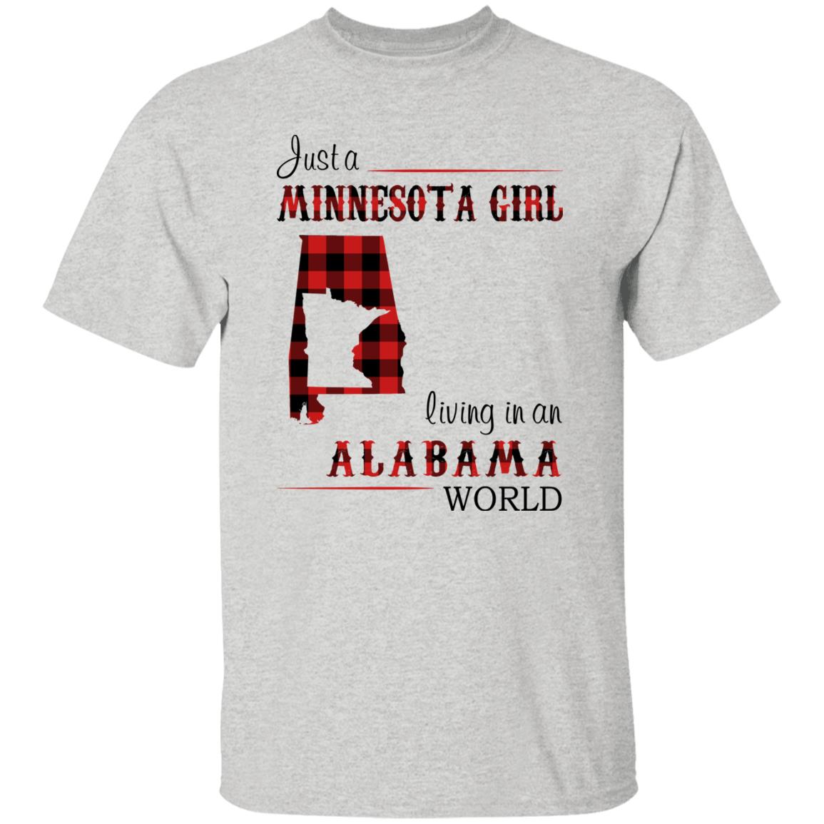 Just A Minnesota Girl Living In An Alabama World T-shirt - T-shirt Born Live Plaid Red Teezalo