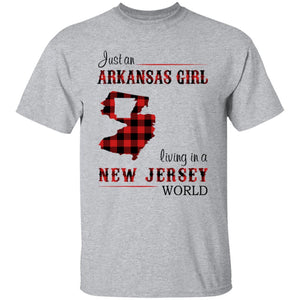 Just An Arkansas Girl Living In A New Jersey World T-shirt - T-shirt Born Live Plaid Red Teezalo