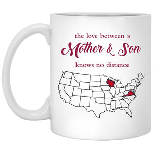 Virginia Wisconsin The Love Between Mother And Son Mug - Mug Teezalo