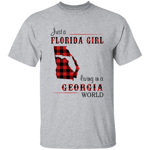 Just A Florida Girl Living In A Georgia World T-shirt - T-shirt Born Live Plaid Red Teezalo