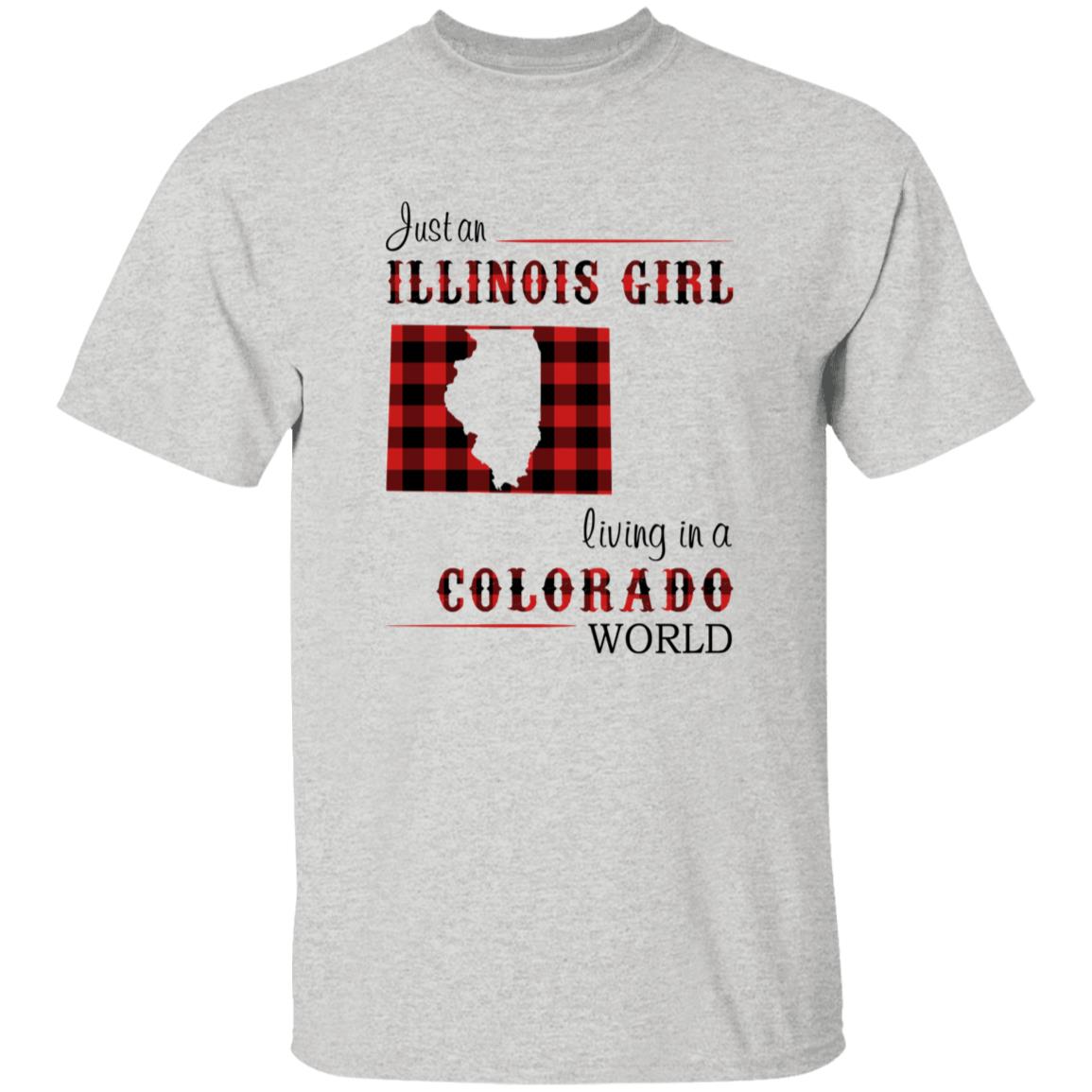 Just An Illinois Girl Living In A Colorado World T-shirt - T-shirt Born Live Plaid Red Teezalo