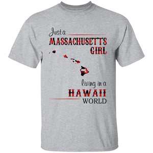 Just A Massachusetts Girl Living In A Hawaii World T-shirt - T-shirt Born Live Plaid Red Teezalo