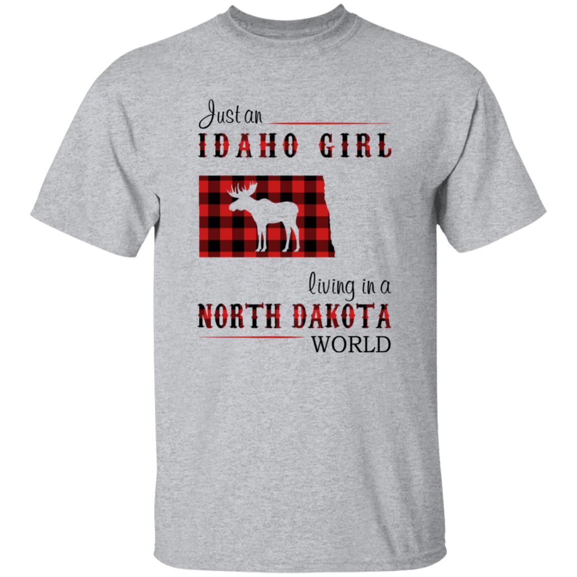 Just An Idaho Girl Living In A North Dakota World T-shirt - T-shirt Born Live Plaid Red Teezalo