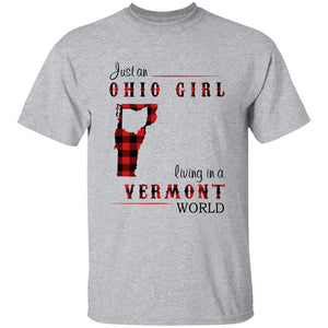 Just An Ohio Girl Living In A Vermont World T-shirt - T-shirt Born Live Plaid Red Teezalo