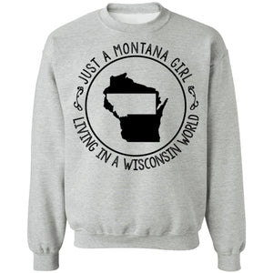 Montana Girl Living In Wisconsin World Hoodie - Hoodie Teezalo