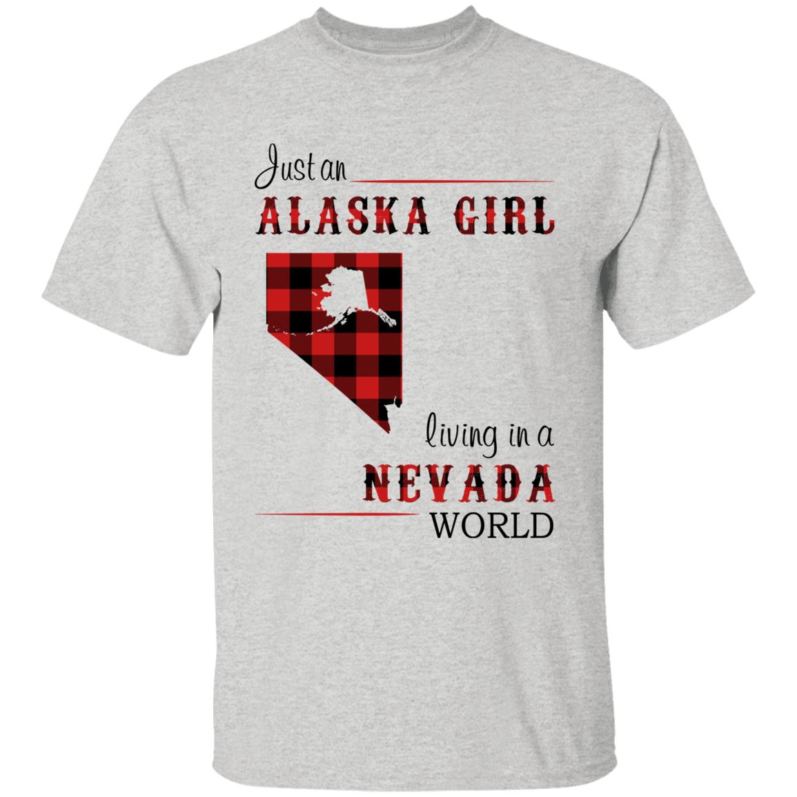 Just An Alaska Girl Living In A Nevada World T-shirt - T-shirt Born Live Plaid Red Teezalo