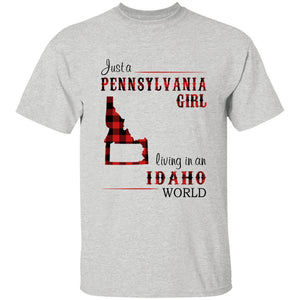 Just A Pennsylvania Girl Living In An Idaho World T-shirt - T-shirt Born Live Plaid Red Teezalo