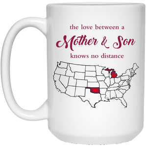 Michigan Oklahoma The Love Between Mother And Son Mug - Mug Teezalo