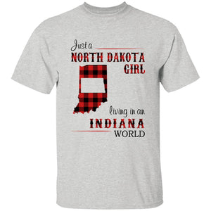 Just A North Dakota Girl Living In An Indiana World T-shirt - T-shirt Born Live Plaid Red Teezalo