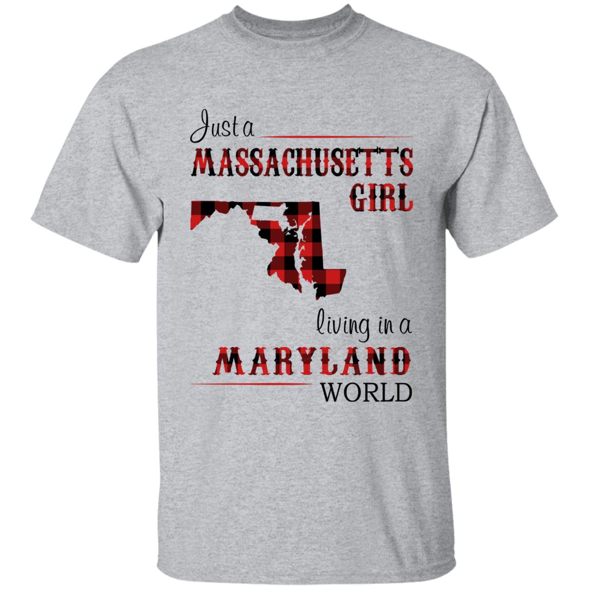 Just A Massachusetts Girl Living In A Maryland World T-shirt - T-shirt Born Live Plaid Red Teezalo