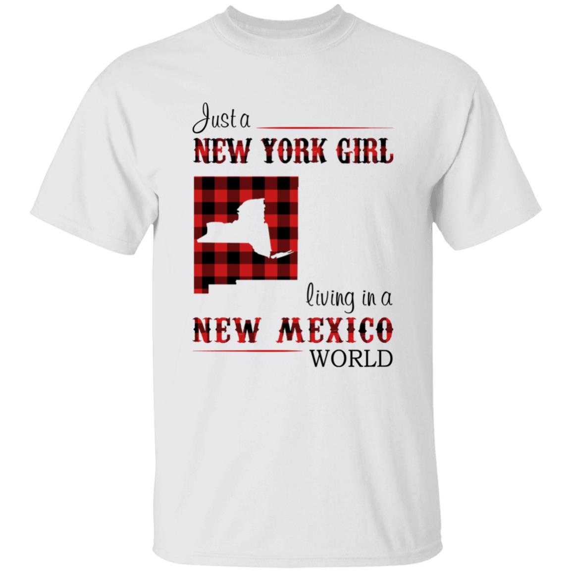 Just A New York Girl Living In A New Mexico World T-shirt - T-shirt Born Live Plaid Red Teezalo