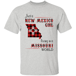 Just A New Mexico Girl Living In A Missouri World T-shirt - T-shirt Born Live Plaid Red Teezalo