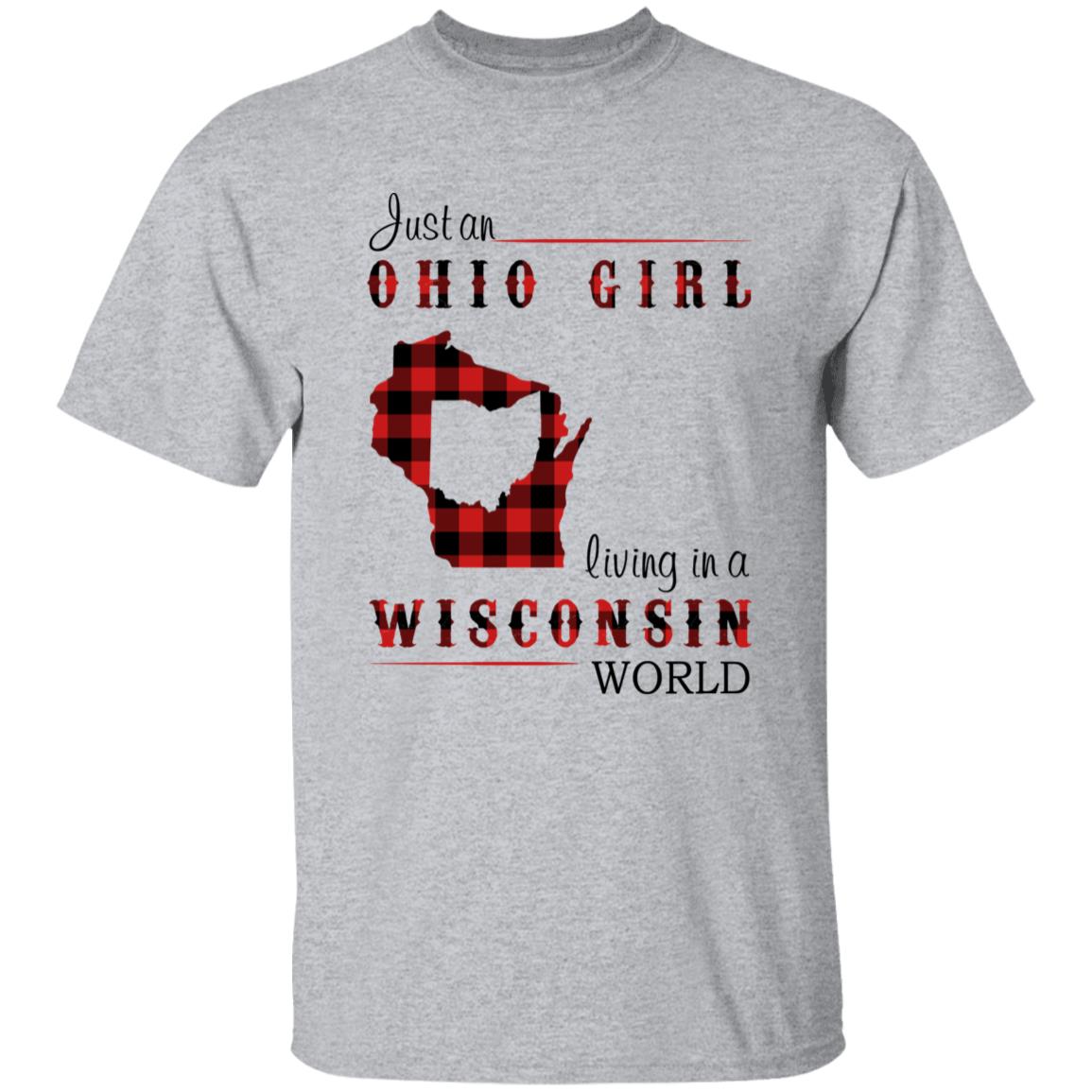 Just An Ohio Girl Living In A Wisconsin World T-shirt - T-shirt Born Live Plaid Red Teezalo