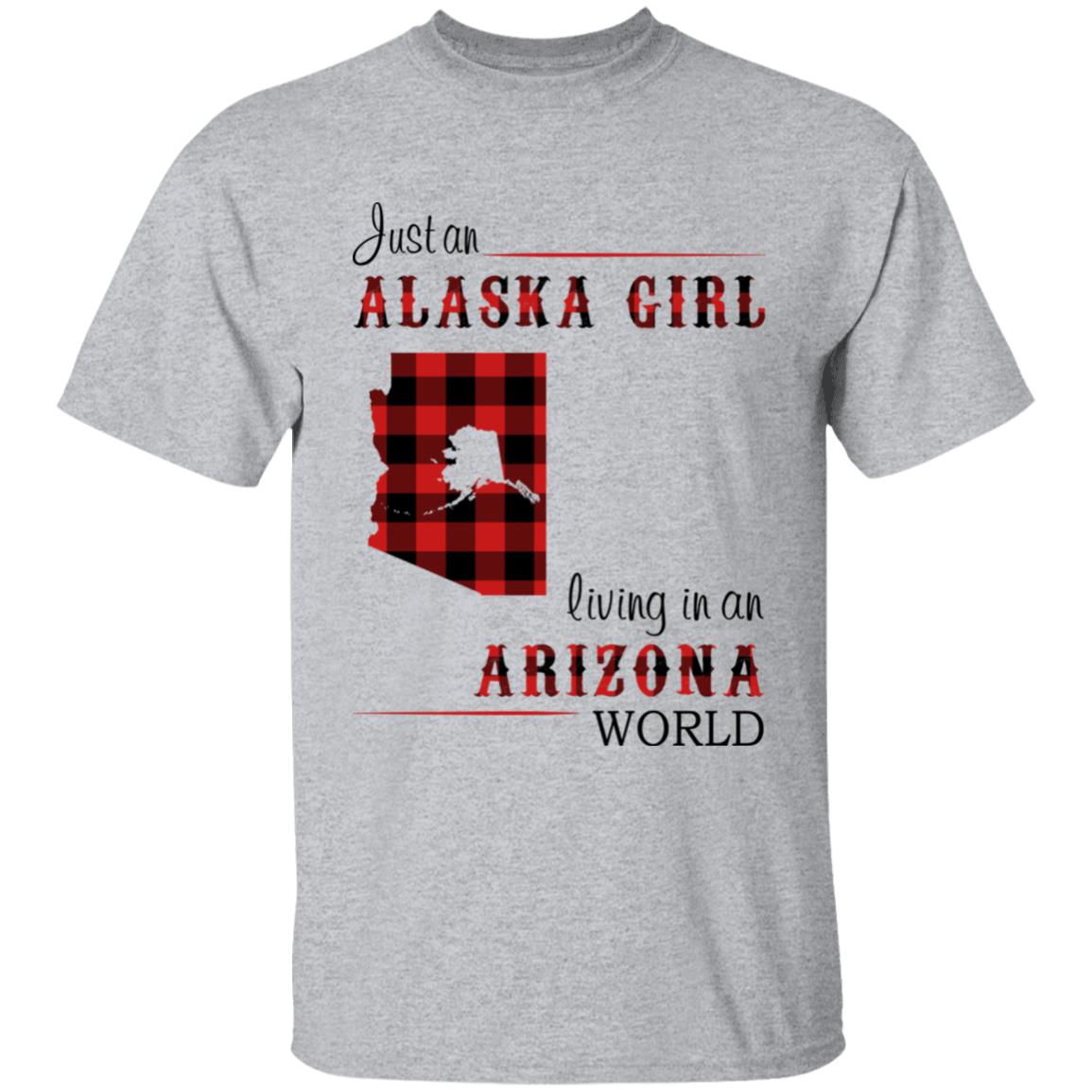 Just An Alaska Girl Living In An Arizona World T-shirt - T-shirt Born Live Plaid Red Teezalo