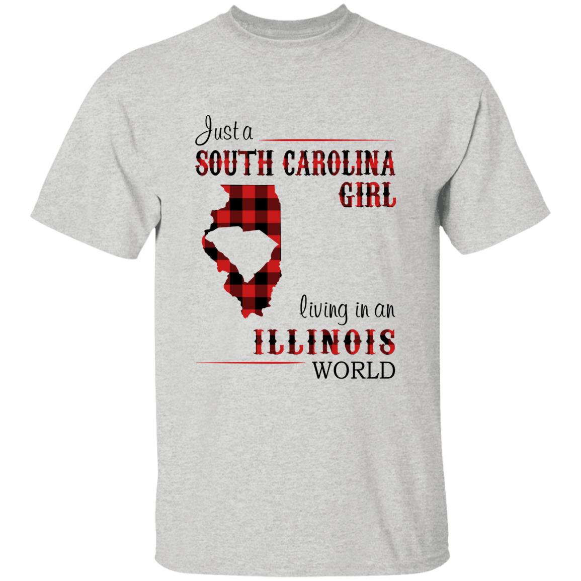 Just A South Carolina Girl Living In An Illinois World T-shirt - T-shirt Born Live Plaid Red Teezalo