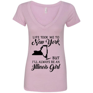 Life Took Me To New York Always Be An Illinois Girl T-shirt - T-shirt Teezalo