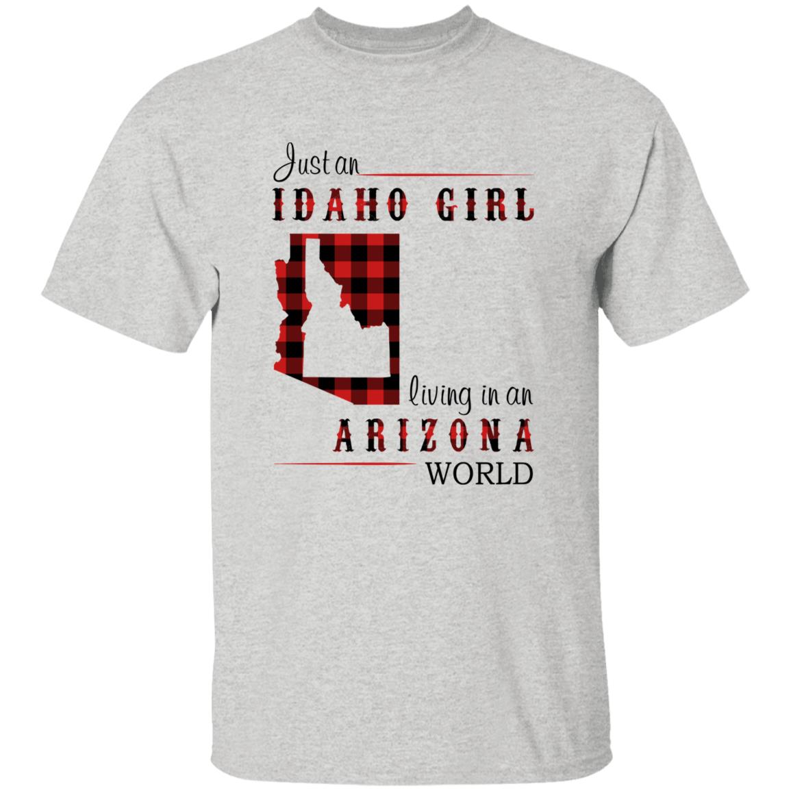 Just An Idaho Girl Living In An Arizona World T-shirt - T-shirt Born Live Plaid Red Teezalo