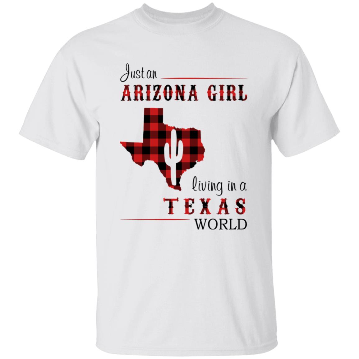 Just An Arizona Girl Living In A Texas World T-shirt - T-shirt Born Live Plaid Red Teezalo