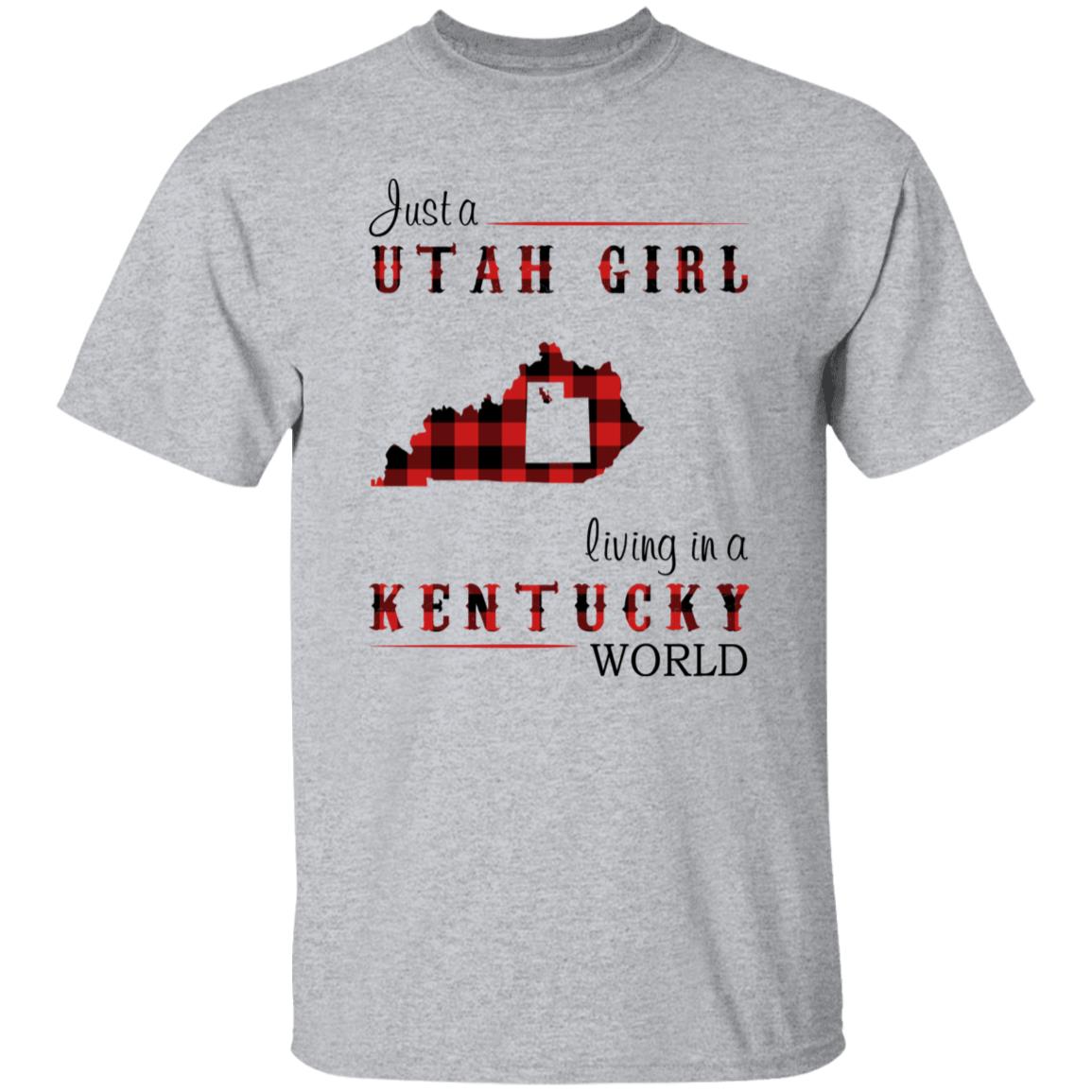 Just A Utah Girl Living In A Kentucky World T-shirt - T-shirt Born Live Plaid Red Teezalo