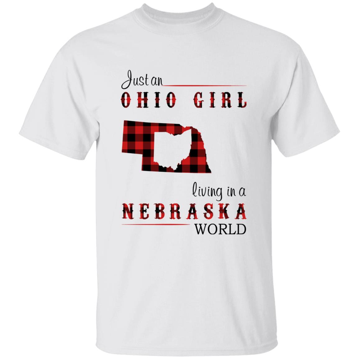 Just An Ohio Girl Living In A Nebraska World T-shirt - T-shirt Born Live Plaid Red Teezalo