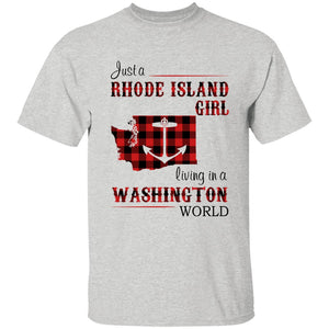 Just A Rhode Island Girl Living In A Washington World T-shirt - T-shirt Born Live Plaid Red Teezalo