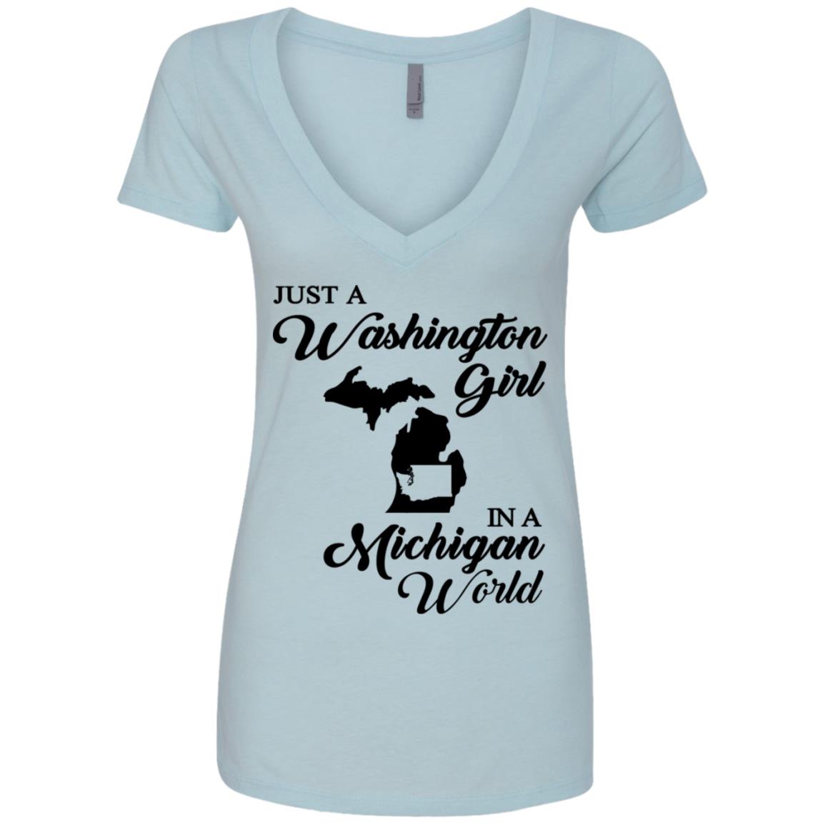 Just A Washington Girl In A Michigan World T Shirt - T-shirt Teezalo