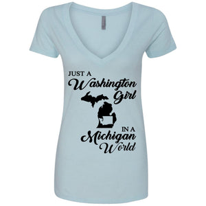 Just A Washington Girl In A Michigan World T Shirt - T-shirt Teezalo