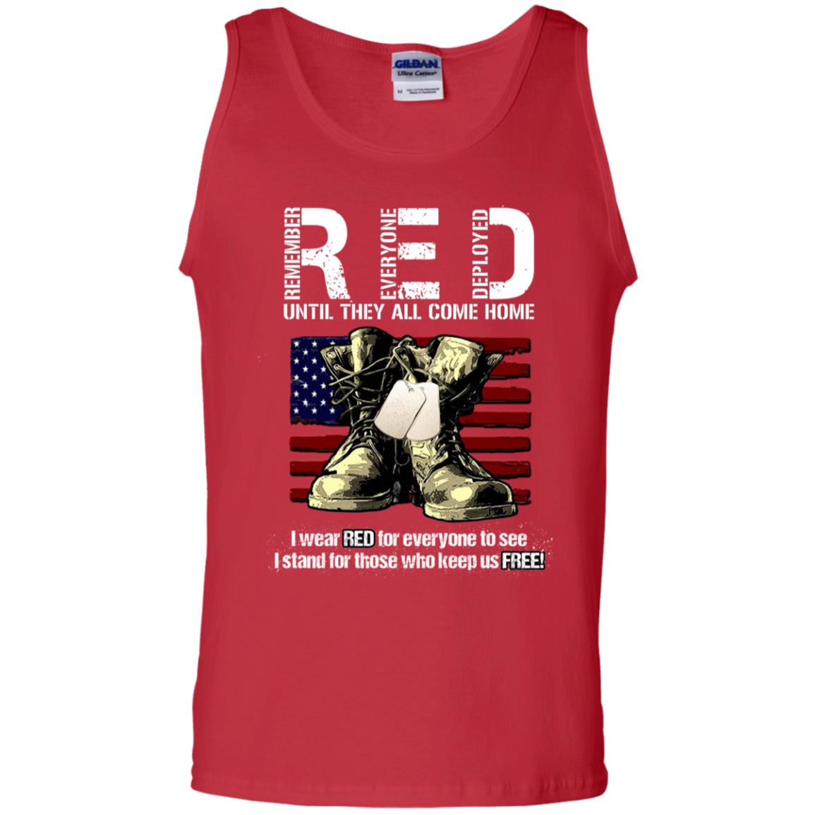 Patriotic Veteran Shirt  Red Remember Everyone Deployed - T-shirt Veteran Teezalo