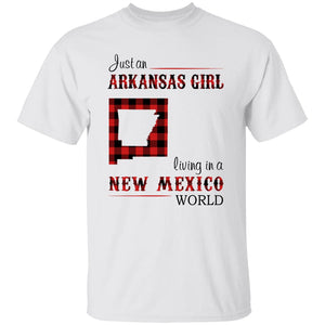 Just An Arkansas Girl Living In A New Mexico World T-shirt - T-shirt Born Live Plaid Red Teezalo