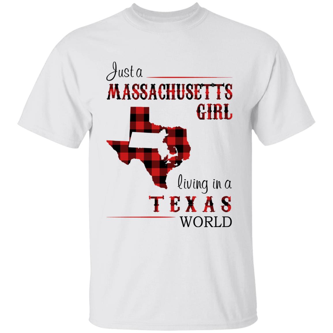 Just A Massachusetts Girl Living In A Texas World T-shirt - T-shirt Born Live Plaid Red Teezalo