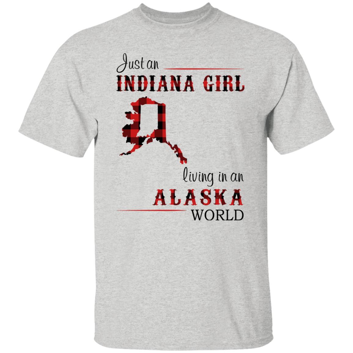 Just An Indiana Girl Living In An Alaska World T-Shirt - T-shirt Born Live Plaid Red Teezalo