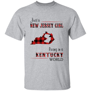 Just A New Jersey Girl Living In A Kentucky World T-shirt - T-shirt Born Live Plaid Red Teezalo