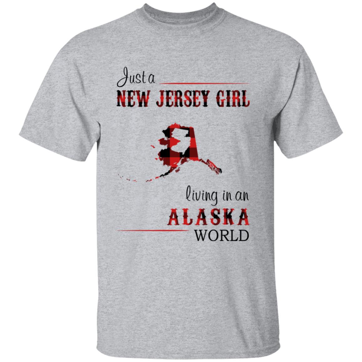 Just A New Jersey Girl Living In An Alaska World T-shirt - T-shirt Born Live Plaid Red Teezalo