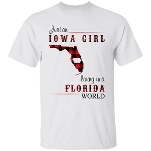 Just An Iowa Girl Living In A Florida World T-shirt - T-shirt Born Live Plaid Red Teezalo