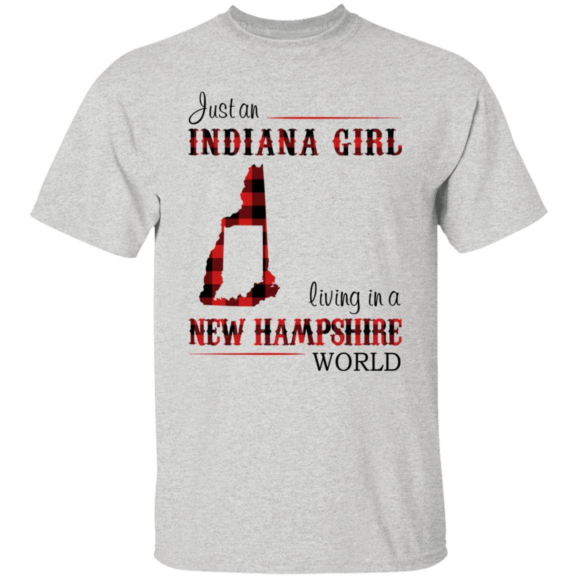 Just An Indiana Girl Living In A New Hampshire World T-Shirt - T-shirt Born Live Plaid Red Teezalo