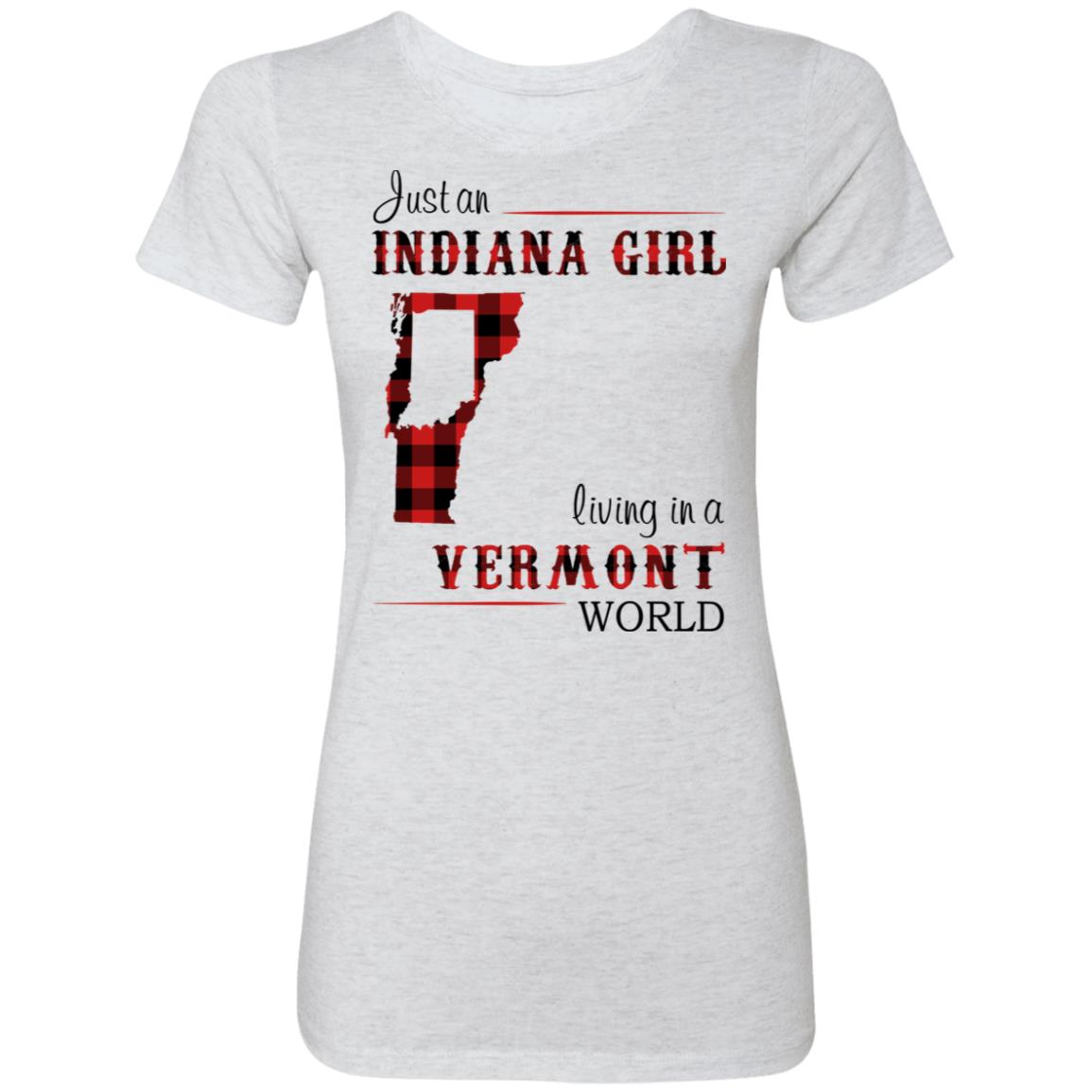 Just An Indiana Girl Living In A Vermont World T- Shirt - T-shirt Born Live Plaid Red Teezalo