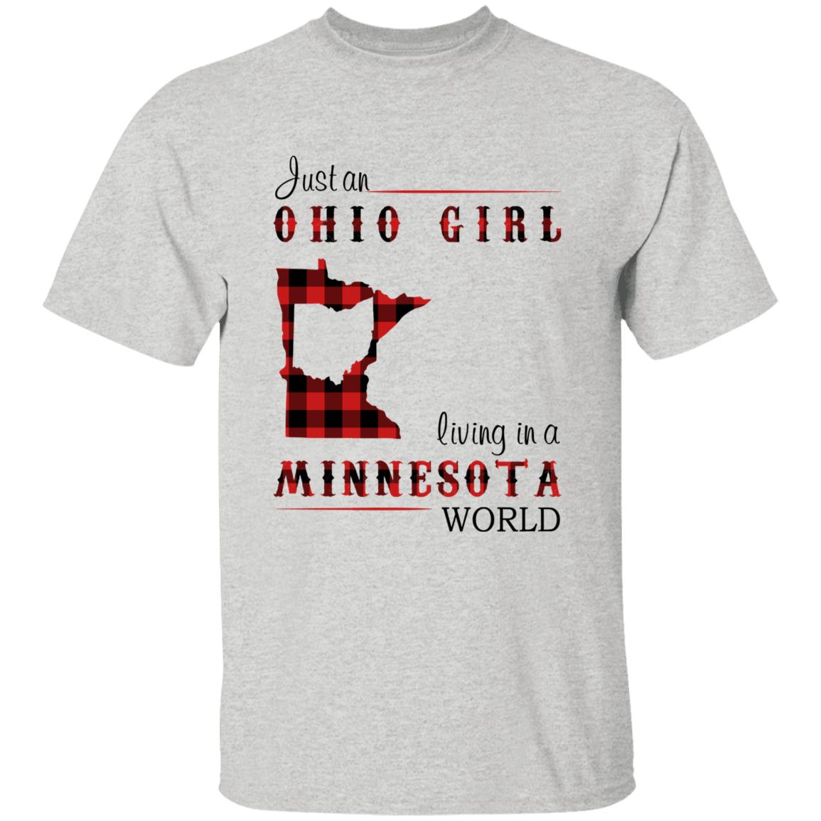 Just An Ohio Girl Living In A Minnesota World T-shirt - T-shirt Born Live Plaid Red Teezalo