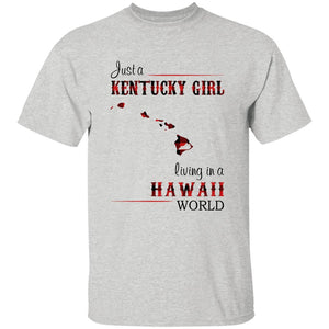 Just A Kentucky Girl Living In A Hawaii World T-shirt - T-shirt Born Live Plaid Red Teezalo