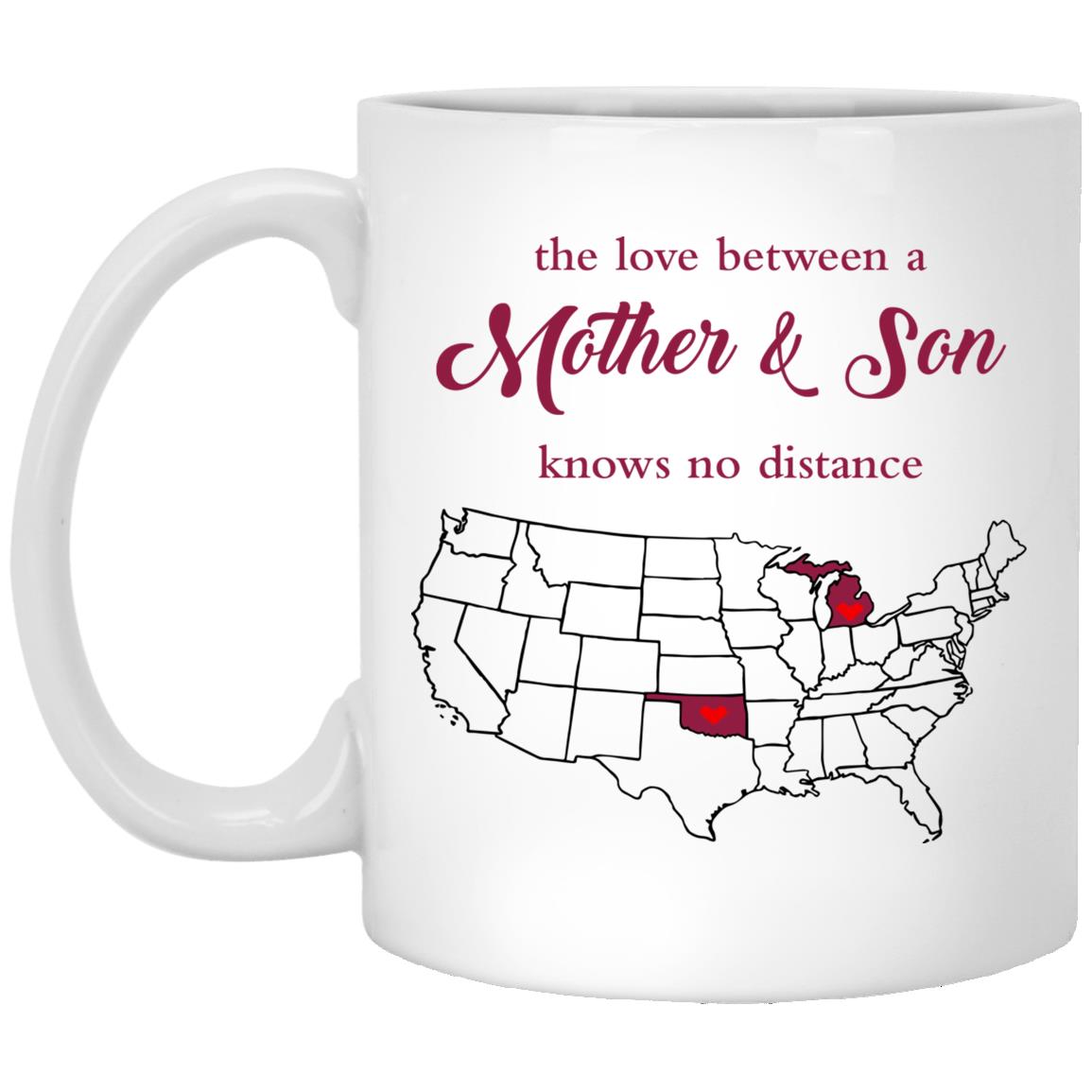 Oklahoma Michigan The Love Between Mother And Son Mug - Mug Teezalo