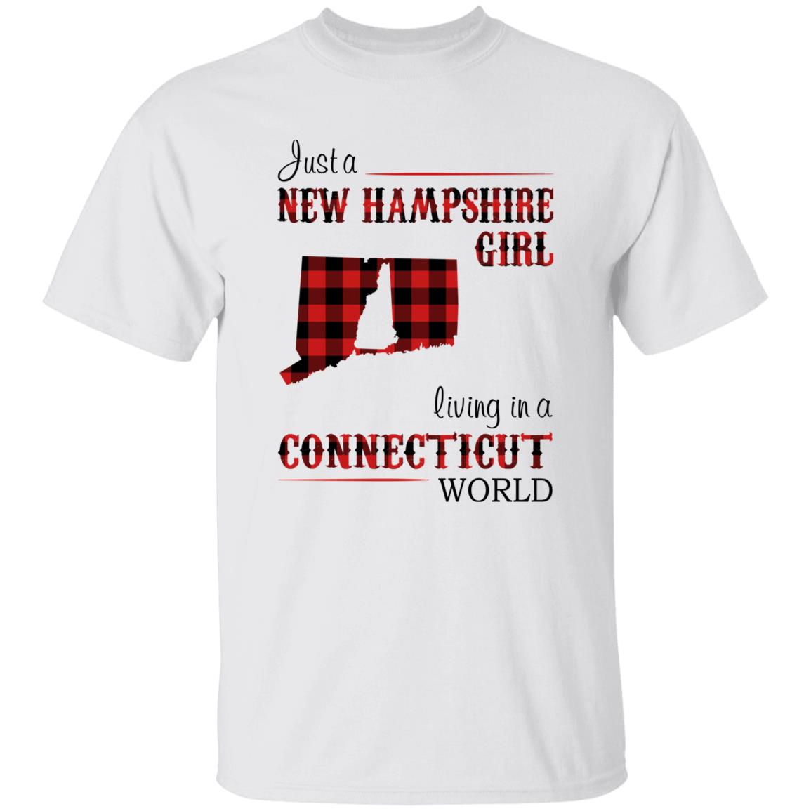 Just A New Hampshire Girl Living In A Connecticut World T-shirt - T-shirt Born Live Plaid Red Teezalo