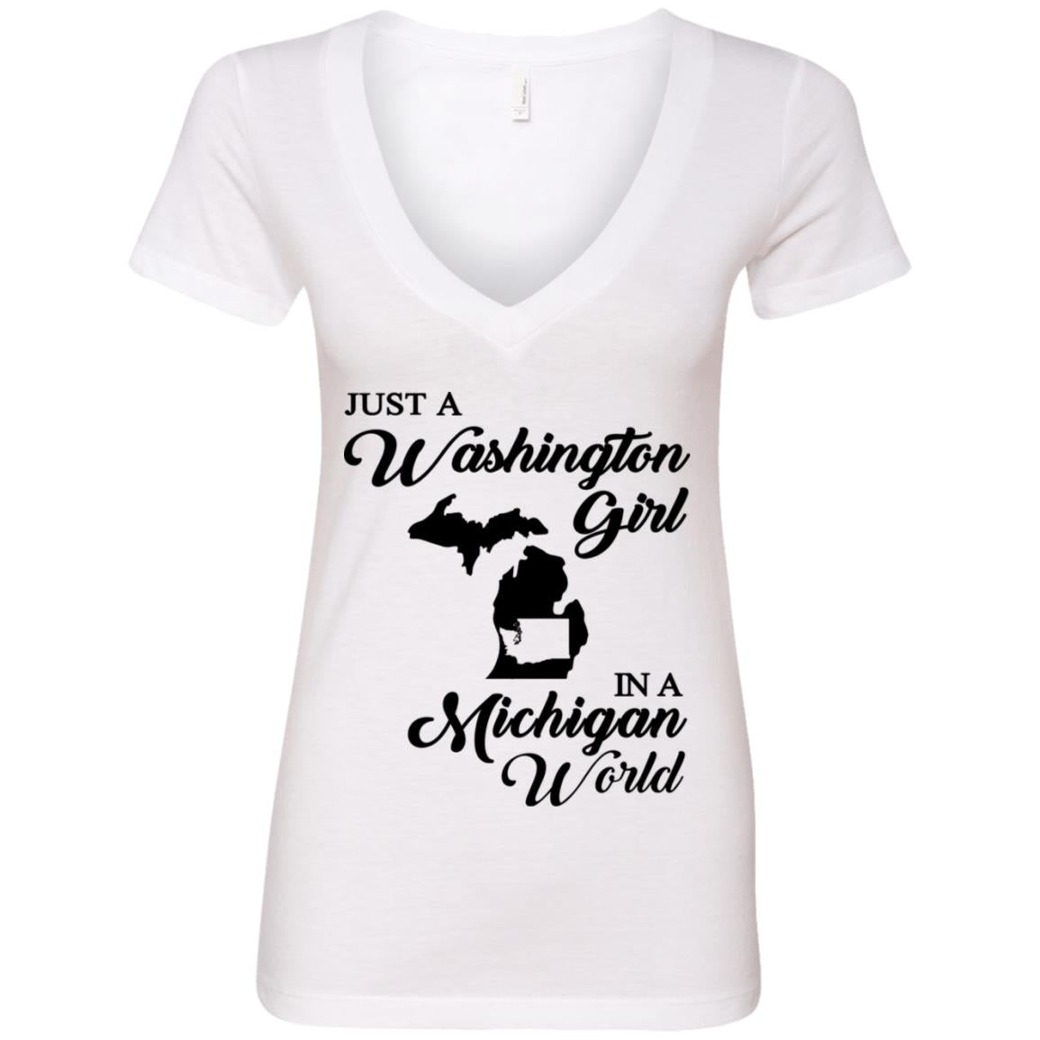 Just A Washington Girl In A Michigan World T Shirt - T-shirt Teezalo