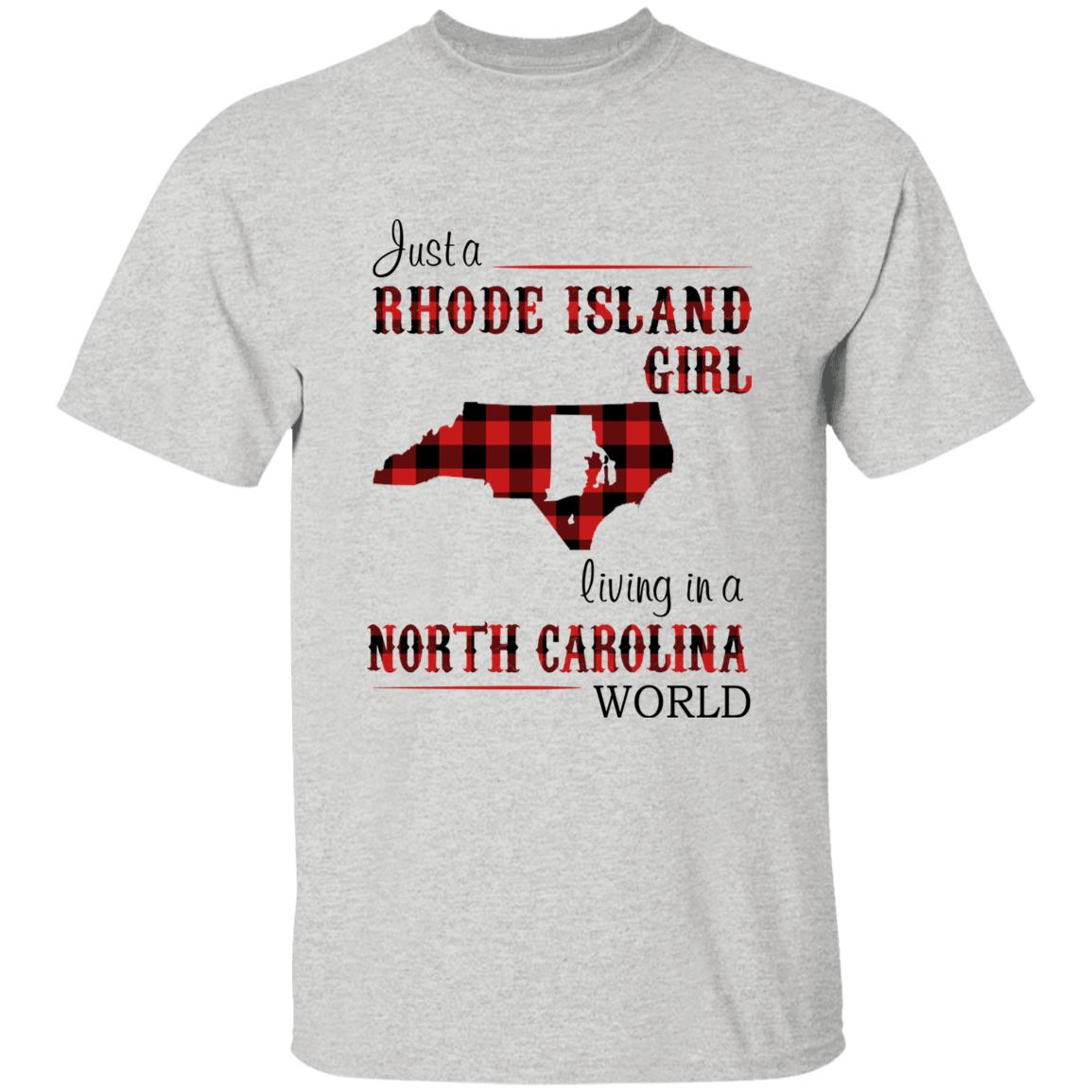 Just A Rhode Island  Girl Living In A North Carolina World T-shirt - T-shirt Born Live Plaid Red Teezalo
