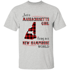 Just A Massachusetts Girl Living In A New Hampshire World T-shirt - T-shirt Born Live Plaid Red Teezalo