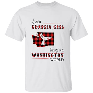 Just A Georgia Girl Living In A Washington World T-shirt - T-shirt Born Live Plaid Red Teezalo