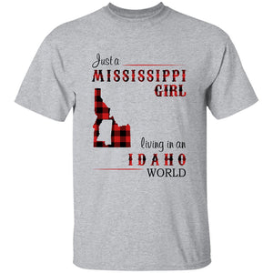 Just A Mississippi Girl Living In An Indiana World T-shirt - T-shirt Born Live Plaid Red Teezalo